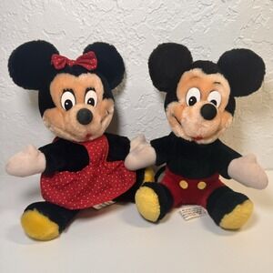 Disneyland Walt Disney World‎ Vintage Mickey and Minnie Mouse Plush Toys 7"